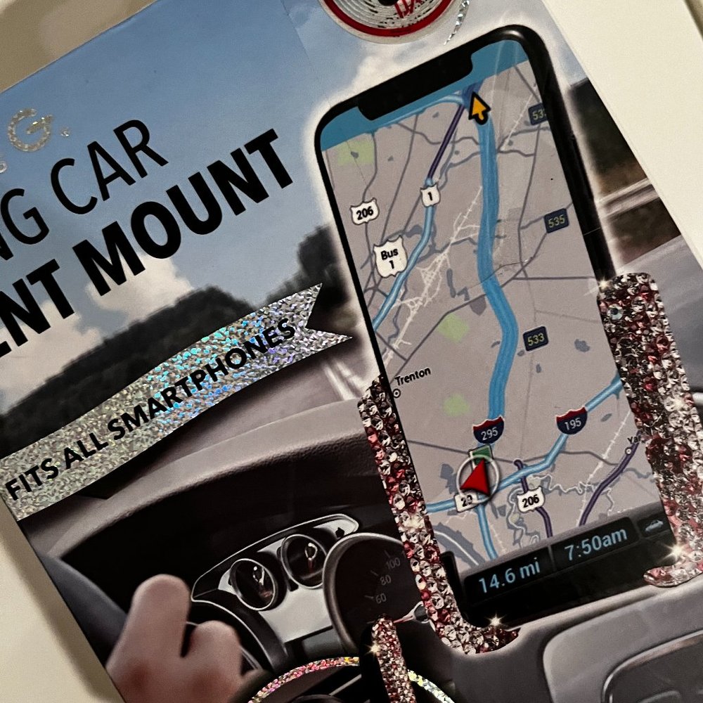 Pink and White Crystal Bling Car Vent Phone Mount‎ (new) (w/a/x)